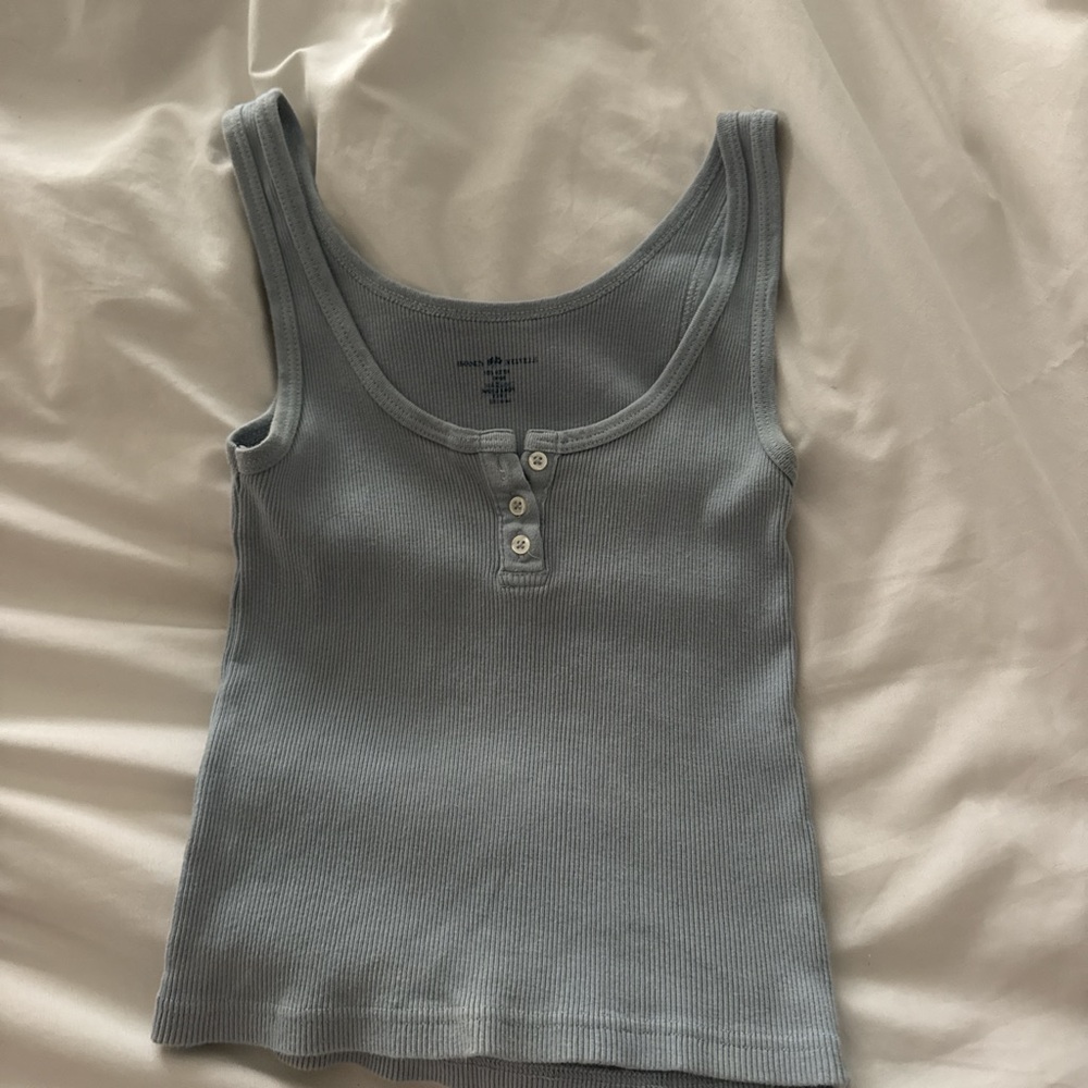 Brandy Melville Light Blue Ribbed Fitted Tank Top
